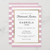 Rosa Glitzer Stripe Bridesmaids Luncheon Einladung (Vorne/Hinten)