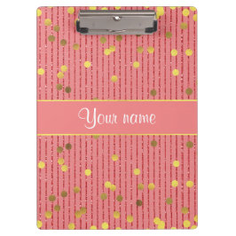 Rosa Glitzer Stripes GoldConfetti Klemmbrett