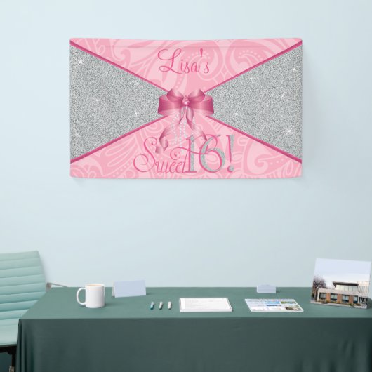 Rosa Glitzer, süß 16 Banner (Messeveranstaltung)