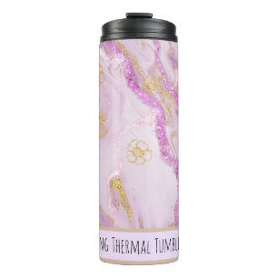 *~* Rosa Glitzer SWAG Marble QR Thermal Tumbler Thermosbecher