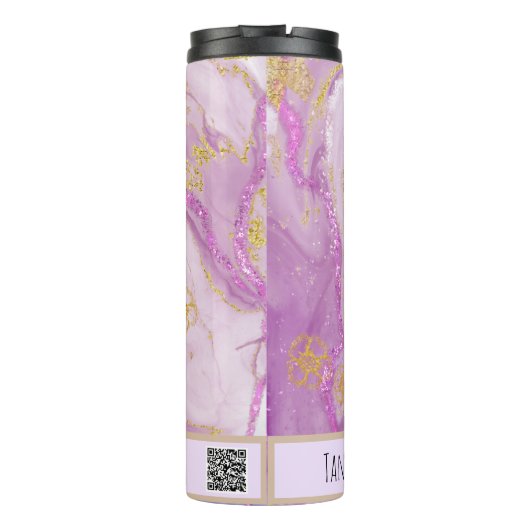*~* Rosa Glitzer SWAG Marble QR Thermal Tumbler Thermosbecher (Rückseite)