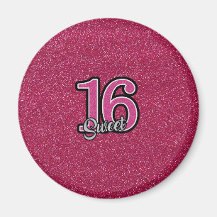 Rosa Glitzer SWEET16 Magnet