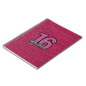 Rosa Glitzer SWEET16 Notizblock (Linke Seite)