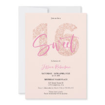 Rosa Glitzer Sweet 16 blush script Foto Geburtstag