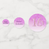 Rosa Glitzer Sweet 16 Geburtstag mit Foto Konfetti (Rückseiten)