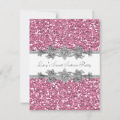 Rosa Glitzer Sweet 16 Party Einladung (Vorderseite)