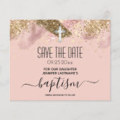 Rosa Glitzer Taufe Save the Date Haushalt (Vorderseite)