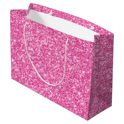 Rosa Glitzer Textur drucken Große Geschenktüte (Rückseite Schrägansicht)
