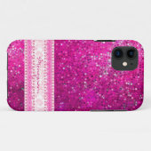 Rosa Glitzer Textur & rosa Damasken Case-Mate iPhone Hülle (Rückseite (Horizontal))