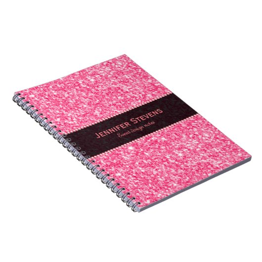 Rosa Glitzer Textur Schwarzer Akzent Notizblock (Rechte Seite)