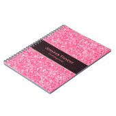 Rosa Glitzer Textur Schwarzer Akzent Notizblock (Linke Seite)