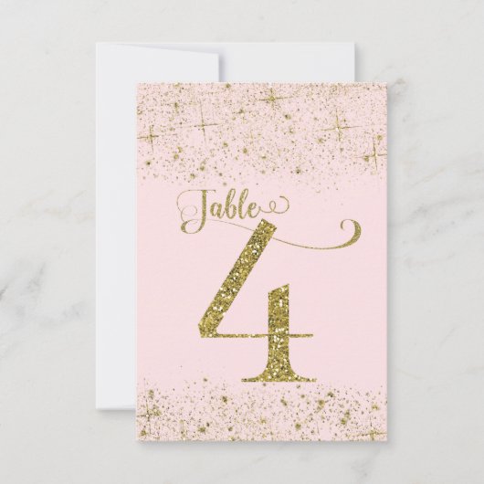Rosa Glitzer Tischnummer Nummer 4 (Vorderseite)