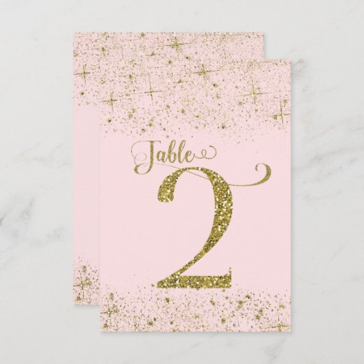 Rosa Glitzer Tischnummern Nummer 2 (Vorne/Hinten)