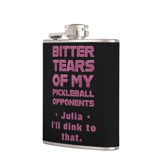 Rosa Glitzer Tränen meiner Gegner im Pickleball Flachmann (Links)