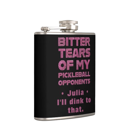 Rosa Glitzer Tränen meiner Gegner im Pickleball Flachmann (Rechts)