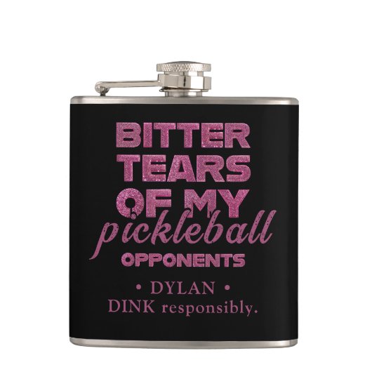 Rosa Glitzer Tränen meiner Gegner Personalisiert Flachmann (Vorderseite)