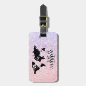 Rosa Glitzer Travel World - Karte Gepäckanhänger (Vorderseite vertikal)