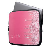 Rosa Glitzer Trendy Monogram Laptopschutzhülle (Vorderseite Links)