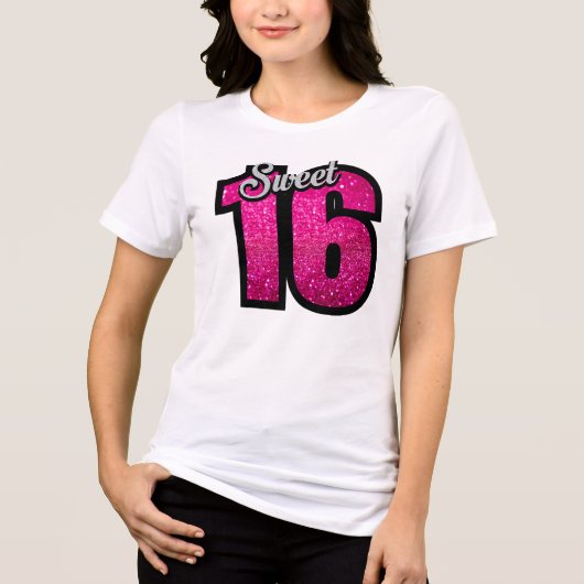 Rosa Glitzer Tri-Blend Shirt (Vorderseite)