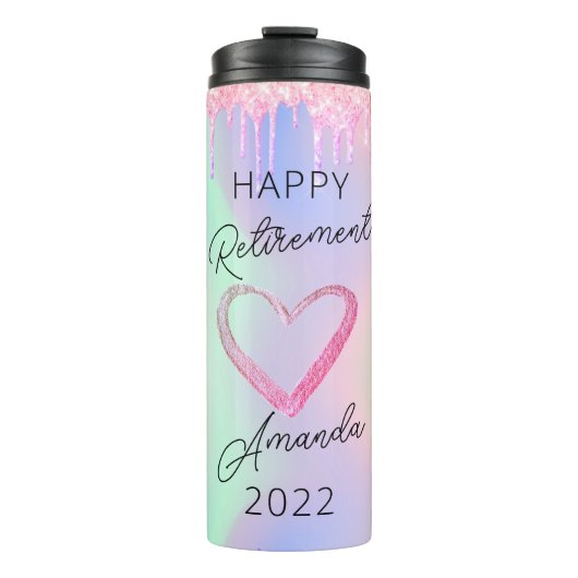 Rosa Glitzer Tropfen Altersvorsorge Geschenk für s Thermosbecher (Vorderseite)