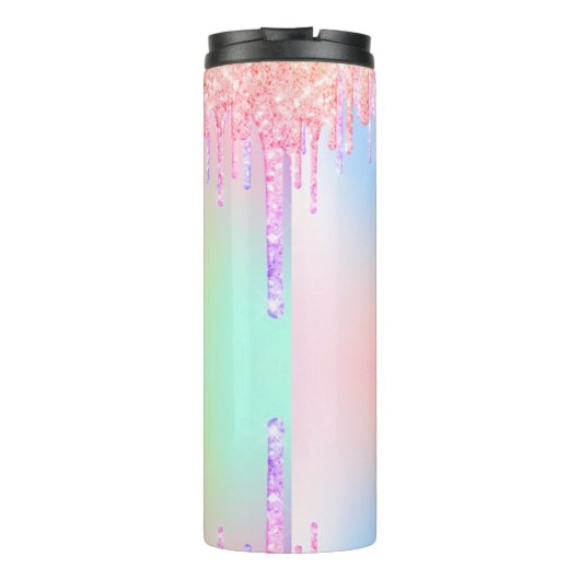 Rosa Glitzer Tropfen Altersvorsorge Geschenk für s Thermosbecher (Rückseite)