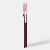 Rosa Glitzer Tropfen Blume Bordeaux Name Case-Mate iPhone Hülle (Rückseite / Links)
