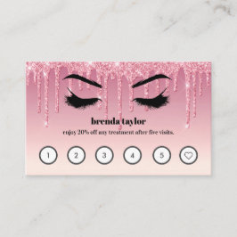 Rosa Glitzer Tropfen Browbar Eyelash Custom Loyalt Visitenkarte
