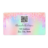 Rosa Glitzer Tropfen Business ql Rücksendeadresse (Vorne)