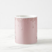 Rosa Glitzer Tropfen Elegante Girly Script Monogra Kaffeetasse (Mittel)