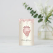 Rosa Glitzer Tropfen Erdbeere Konfektion Süßes Gol Visitenkarte (Stehend Vorderseite)