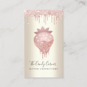Rosa Glitzer Tropfen Erdbeere Konfektion Süßes Gol Visitenkarte (Vorderseite)