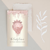 Rosa Glitzer Tropfen Erdbeere Konfektion Süßes Gol Visitenkarte