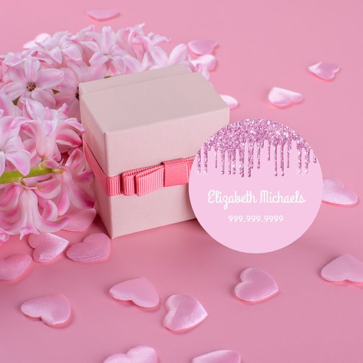 Rosa Glitzer Tropfen Etiketten