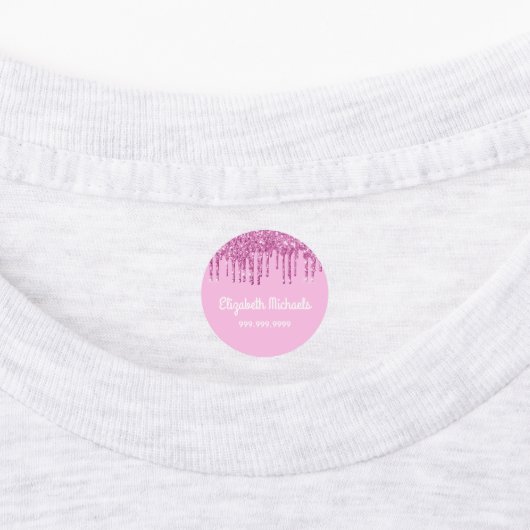 Rosa Glitzer Tropfen Etiketten (Befestigt)