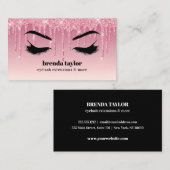 Rosa Glitzer Tropfen Eyelash Browbar beruflich  Visitenkarte (Vorne/Hinten)