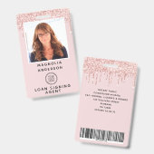 Rosa Glitzer Tropfen Foto Logo Strichcode Abzeiche Ausweis (Vorder- & Rückseite)