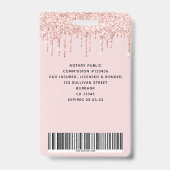 Rosa Glitzer Tropfen Foto Logo Strichcode Abzeiche Ausweis (Rückseite)
