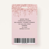 Rosa Glitzer Tropfen Foto Logo Strichcode Abzeiche Ausweis (Rückseite)