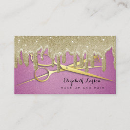 Rosa Glitzer Tropfen Friseur Stylistin Schönheitss Visitenkarte