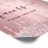 Rosa Glitzer Tropfen Gastgeschenke signieren Poster (Ecke)