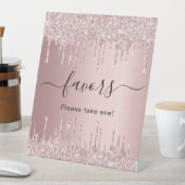 Rosa Glitzer Tropfen Gastgeschenke Sockelschild (In Situ)