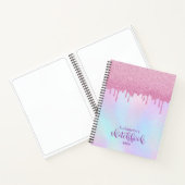 Rosa Glitzer Tropfen Holographic Unicorn Sketchboo Notizblock (Innenseite)