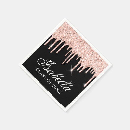 Rosa Glitzer Tropfen Individuelle Name Abschluss Serviette (Ecke)