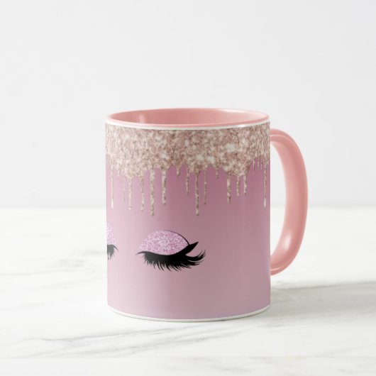 Rosa Glitzer Tropfen Kaffeemaschine Tasse - Sparko (VorderseiteRechts)