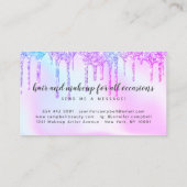 Rosa Glitzer Tropfen Make-up Haar holografisches E Visitenkarte (Rückseite)