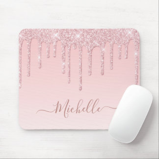 Rosa Glitzer Tropfen-Mauspad Mousepad