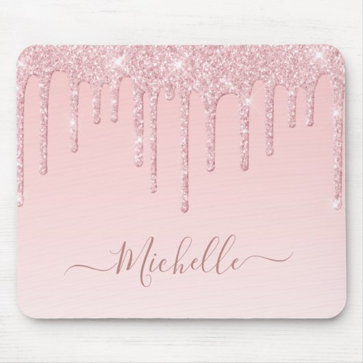 Rosa Glitzer Tropfen-Mauspad Mousepad (Vorne)