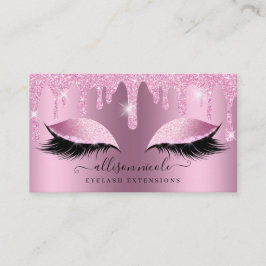 Rosa Glitzer Tropfen Metallischer Foil Eyelash Visitenkarte