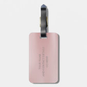 Rosa Glitzer Tropfen Monogram Elegante Girly Scrip Gepäckanhänger (Rückseite vertikal)