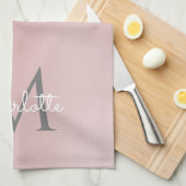 Rosa Glitzer Tropfen Monogram Girl Script Geschirrtuch (Viertel Falte)